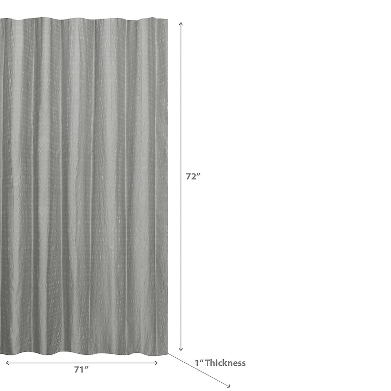 IH Casa Decor Embossed Shower Curtain With C Hooks Gray