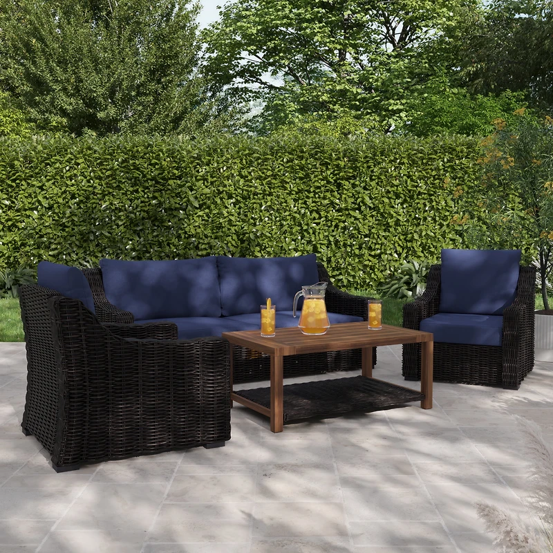 Ensemble de coussins de siège profond extérieur de qualité supérieure bleu marine 61 cm x 61 cm Better Homes & Gardens avec housse amovible, résistant aux intempéries et aux taches