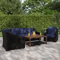 Ensemble de coussins de siège profond extérieur de qualité supérieure bleu marine 61 cm x 61 cm Better Homes & Gardens avec housse amovible, résistant aux intempéries et aux taches