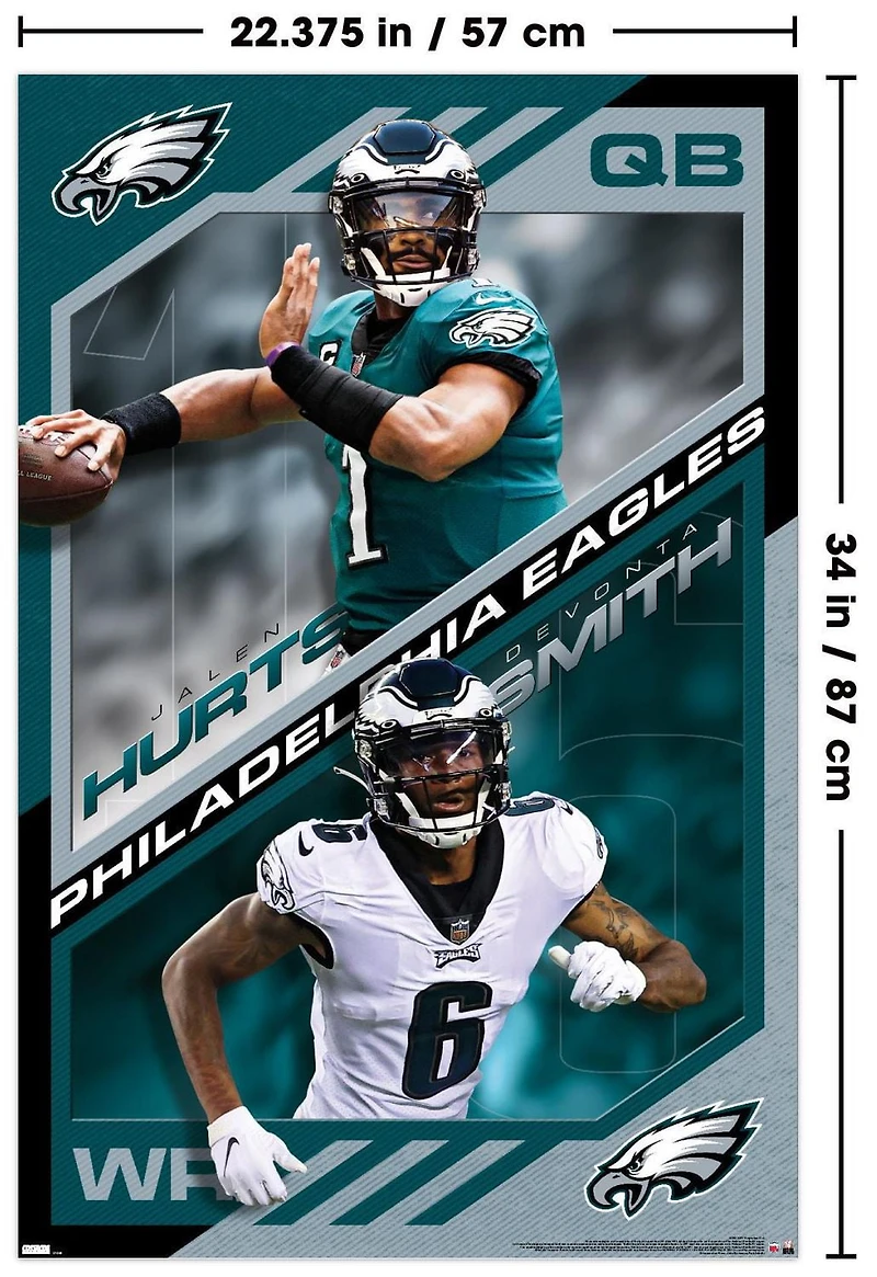 NFL Philadelphia Eagles - Jalen Hurts & DeVonta Smith 21 Wall Poster, 22.375" x 34"