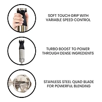 Kenmore 400W Immersion Hand Blender Set with Food Chopper & Whisk, Versatile Tool for Smoothies & Soups