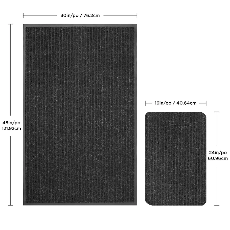 30-inch x 48-inch + 16-inch x 24-inch BOGO Charcoal Needlepunch Mats with Vinyl Backing