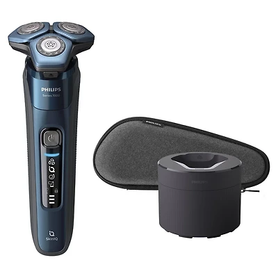 Rasoir Philips Shaver Series 7000 utilisable sur peau sèche ou humide avec station de nettoyage sans fil Quick Clean Pod, S7786/50 Rasoir électrique rotatif