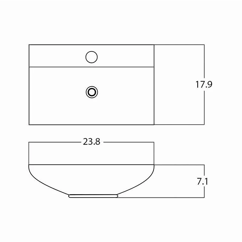 American Imaginations 23.8-in. W Wall Mount White Bathroom Vessel Sink For 1 Hole Center Drilling AI-28413