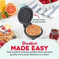 Dash Mini Gaufrier Pour Gaufres, Paninis, Pommes De Terre Râpées Et Autres Repas ou Collations Sur Le Pouce – Facile À Nettoyer, Surface Antiadhésive, Aqua