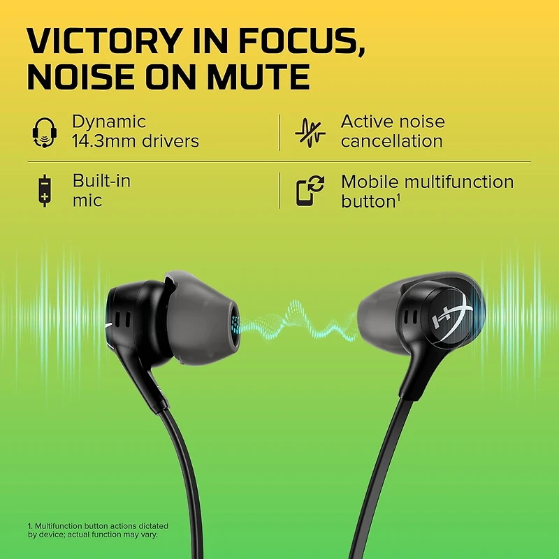 HyperX Cloud Earbuds II – Écouteurs de jeu avec microphone, noir