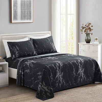 Literie Marina Décoration ultra douce et soyeuse, imprimée, en rayonne de bambou, toutes saisons, avec taies d'oreiller