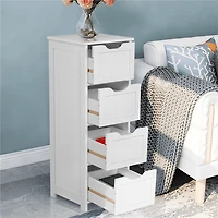FullFurnique Wooden Freestanding Bathroom Floor Cabinet with 4 Drawers, White
