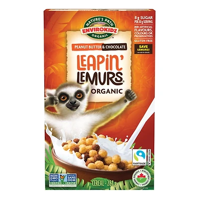 Nature's Path Envirokidz - Céréales Leapin' Lemur aux beurres d'arachides et chocolat sans gluten céréales Envirokidz Lemurs