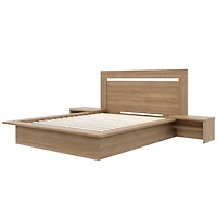 Camden 4-Piece Queen Size Bedroom Set with Bed, Headboard and set of 2 Floating Nightstand Extension Panels