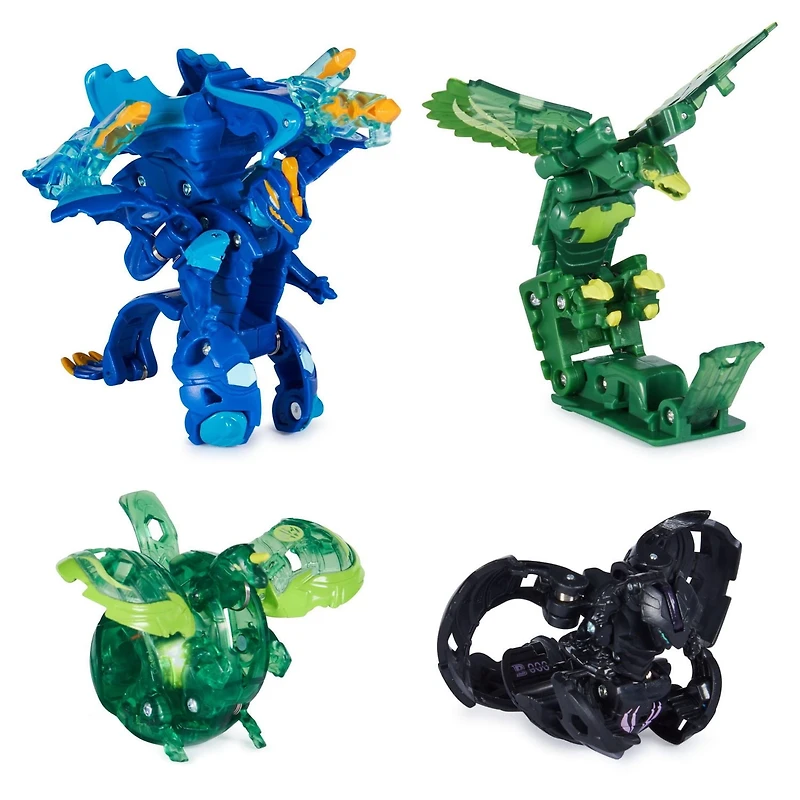 Bakugan Legends Collection Pack, 4-Pack featuring Auxillataur Bakugan, Talan Geogan, Pegatrix Nova, Dragonoid Ultra, and 6 BakuCores, Kids Toys for Ages 6 and Up