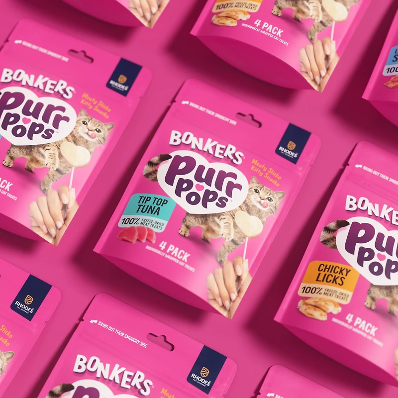 BONKERS Purrpops Suçons pour chat lyophilisés, saveur thon 4 unités