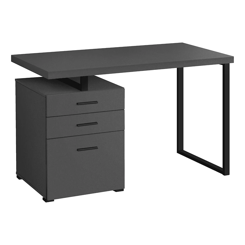 Monarch Specialties Computer Desk, Home Office, Laptop, Left, Right Set-up, Storage Drawers, 48"l, Work, Metal, Laminate, Grey, Black, Contemporary, Modern
