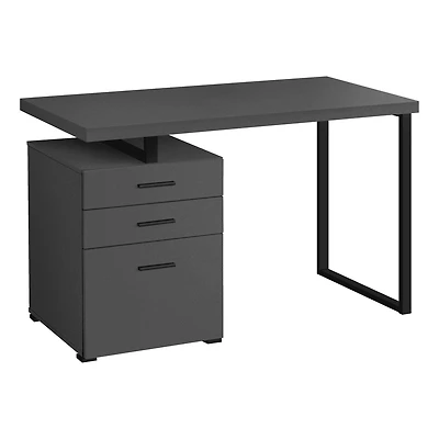 Monarch Specialties Computer Desk, Home Office, Laptop, Left, Right Set-up, Storage Drawers, 48"l, Work, Metal, Laminate, Grey, Black, Contemporary, Modern