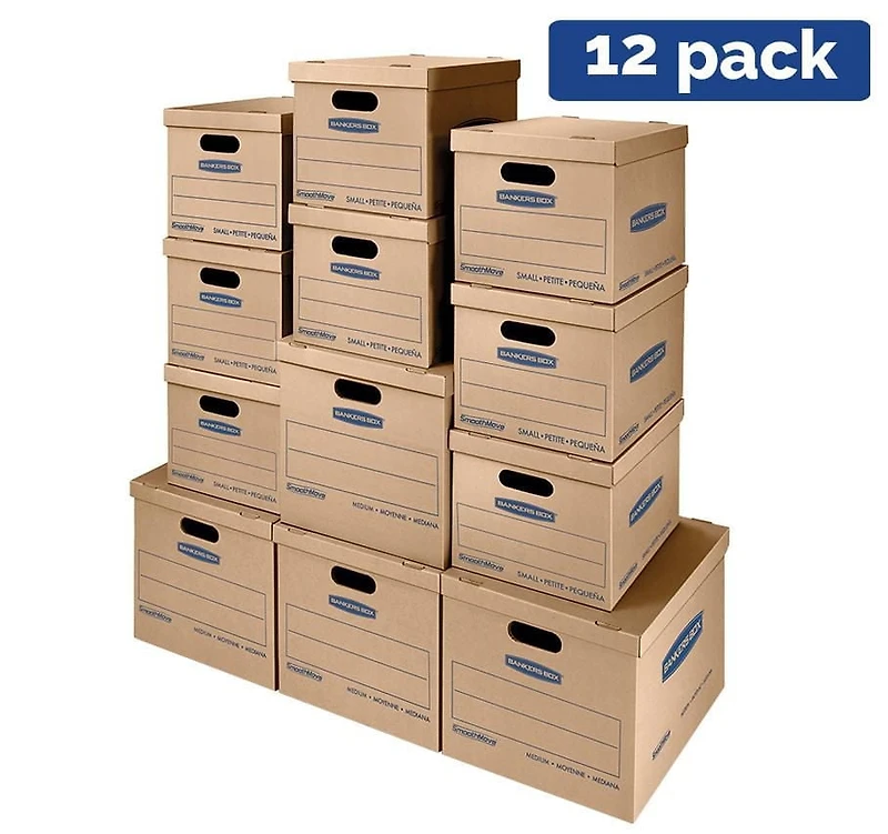 Bankers Box SmoothMove™, Kit classique, Boîtes petite/moyenne, 12 Paq.