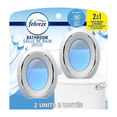 Assainisseur d’air Febreze Salle de bain, combat les odeurs, parfum Draps frais, 2unités 15ML