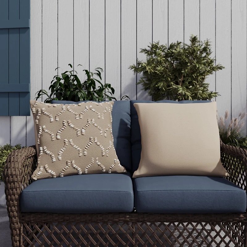 Coussin décoratif écologique extérieur Hummus 50,8 cm x 50,8 cm HOMETRENDS, housse amovible