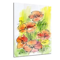 Art mural en métal Design Art Bouquet de coquelicots ultra brillant en cercle