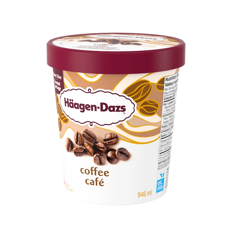 Crème glacée au café, confectionnée au Canada avec des produits laitiers 100 % canadiens. 0.9 L