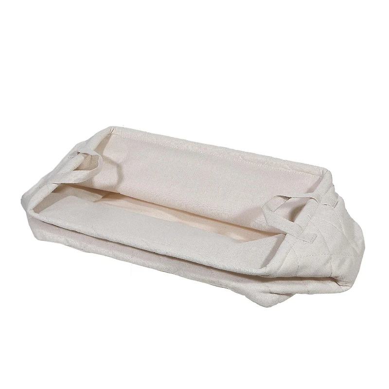 3Pc Nesting Quilted Storage Basket With Handles (Beige)
