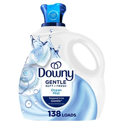 Downy Gentle Soft + Fresh Fabric Softener Liquid, Ocean Mist Scent, Liquid Fabric Softener Designed to be Gentle on Skin