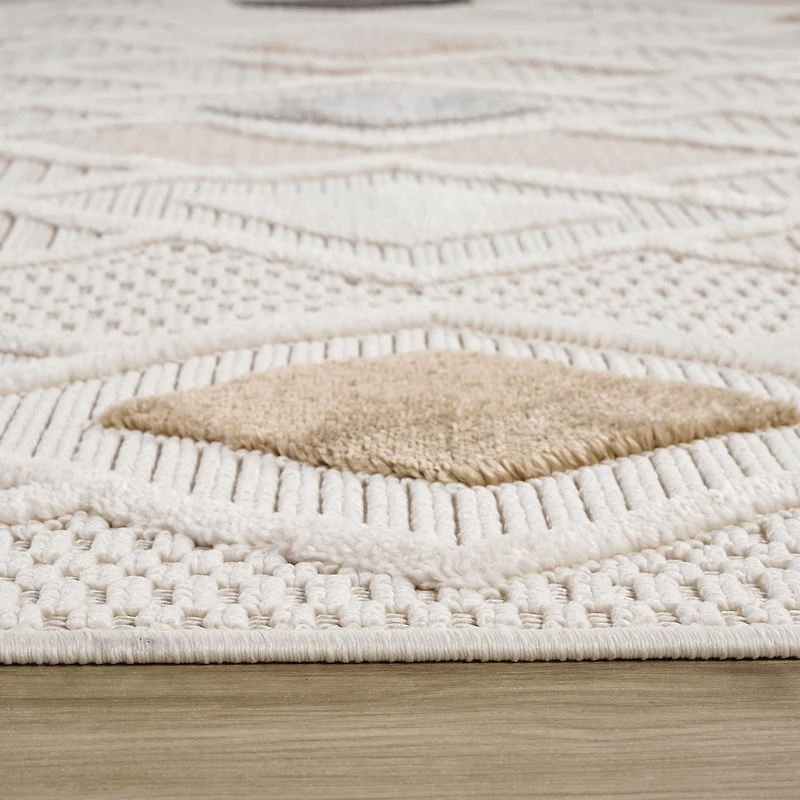 Tapis d'intérieur géométrique Branch Maison, beige crème, moderne - Salon, chambre, salle à manger et cuisine