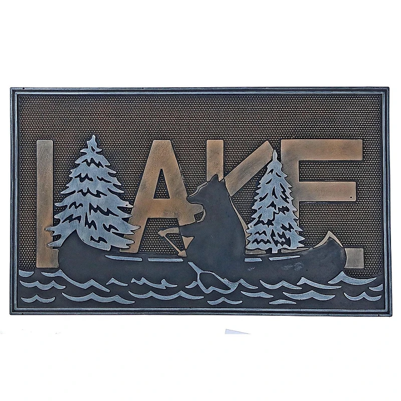 Lac De Tapis En Caoutchouc Avec Ours Sur Le Canoë 18 X 30