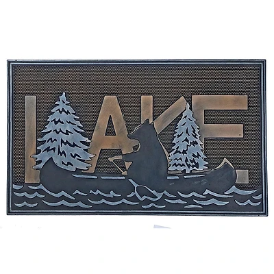 Lac De Tapis En Caoutchouc Avec Ours Sur Le Canoë 18 X 30