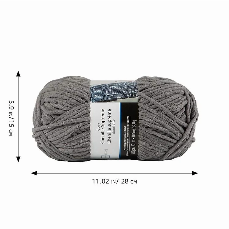 MAINSTAYS Cozy Dark Grey Chenille Yarn, Polyester 100% yarn