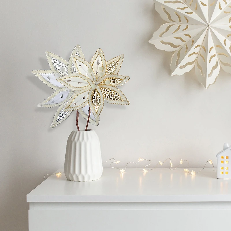 Pics De Poinsettia À Bord Tressé (Assortiment) - Lot De 12