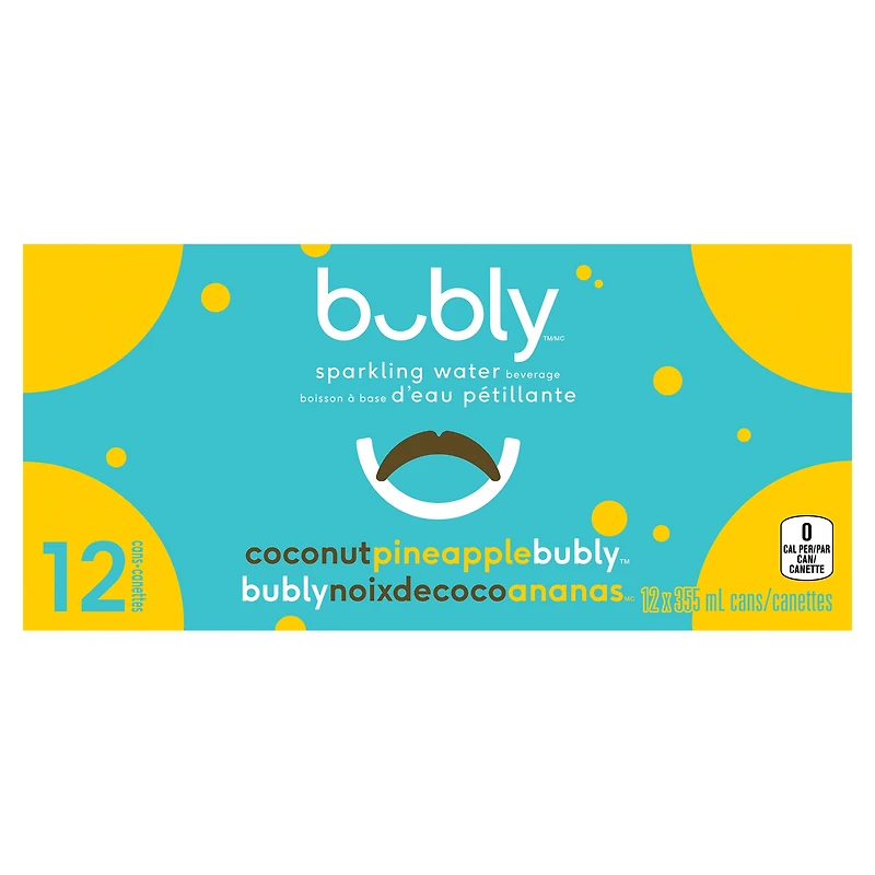Bubly Coconut Pineapple Sparkling Water 12 x 355 ml, Cans.