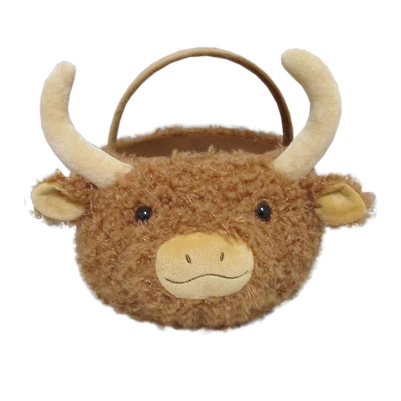 Way To Celebrate Easter Plush 10.5inch Easter Fur Bull Basket