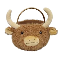 Way To Celebrate Easter Plush 10.5inch Easter Fur Bull Basket