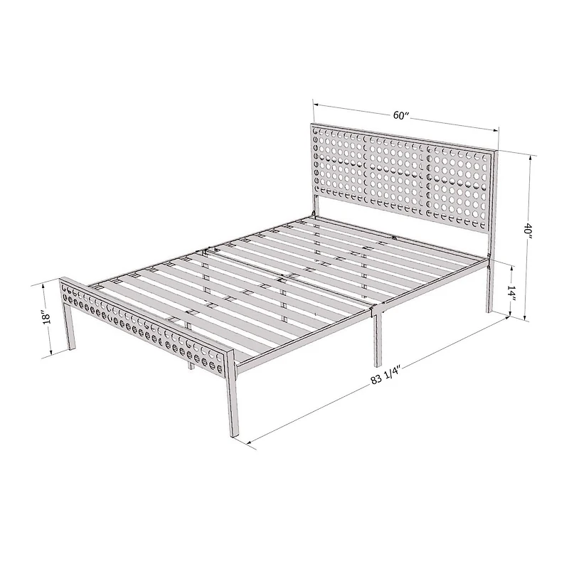 Lit plateforme en métal avec cannage de la collection Hoya South Shore