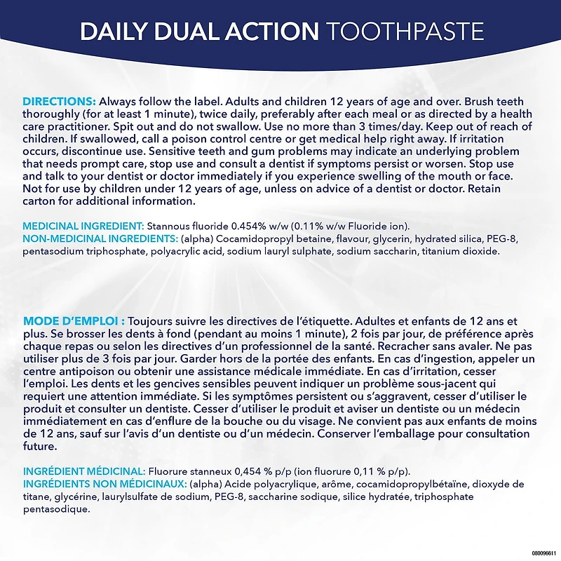 Dentifrice pour dents sensibles Sensodyne pour le soulagement de la sensibilité dentaire et l’amélioration de la santé des gencives, dentifrice au fluorure, blanchissant, 75 mL Blanchissant, 75 mL