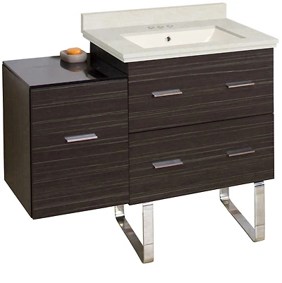 American Imaginations 37.75-in. W Floor Mount Dawn Grey Vanity Set For 3H8-in. Drilling Black Galaxy Top Biscuit UM Sink AI-18743