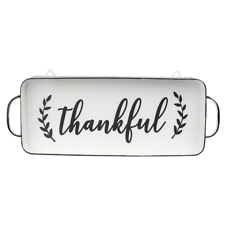 THANKFUL METAL TRAY WITH HANDLE