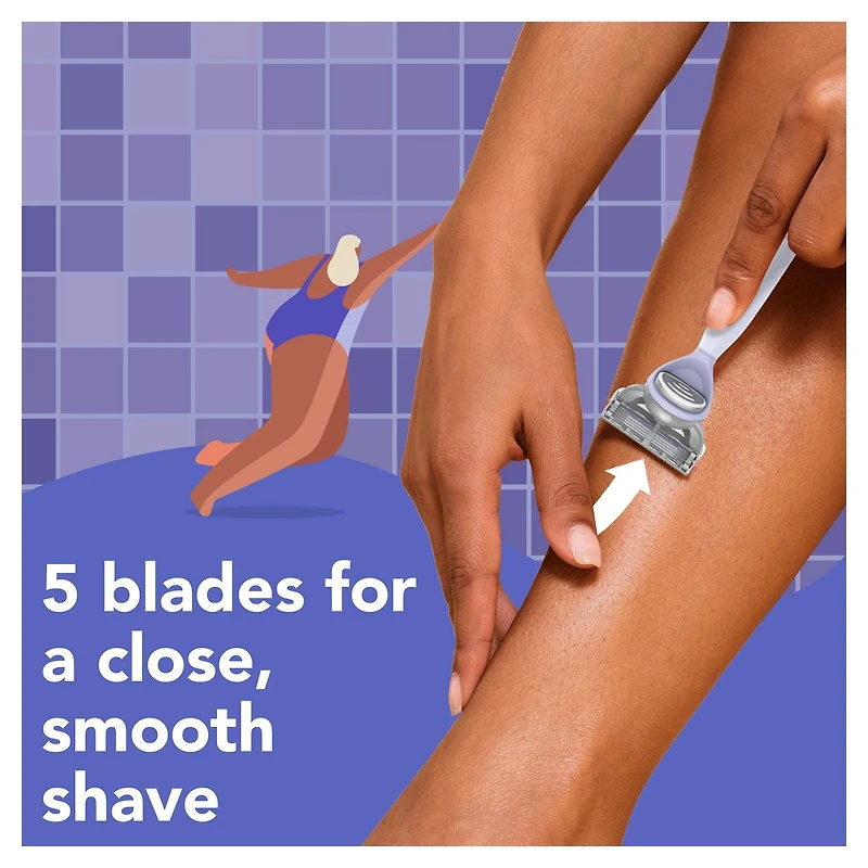 joy lavender razor for women, shave kit with 1 handle + 2 razor blade refills