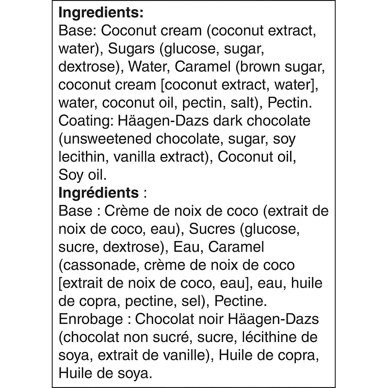 HÄAGEN-DAZS Sans produits laitiers Noix de coco et caramel, 3 x 88 ml