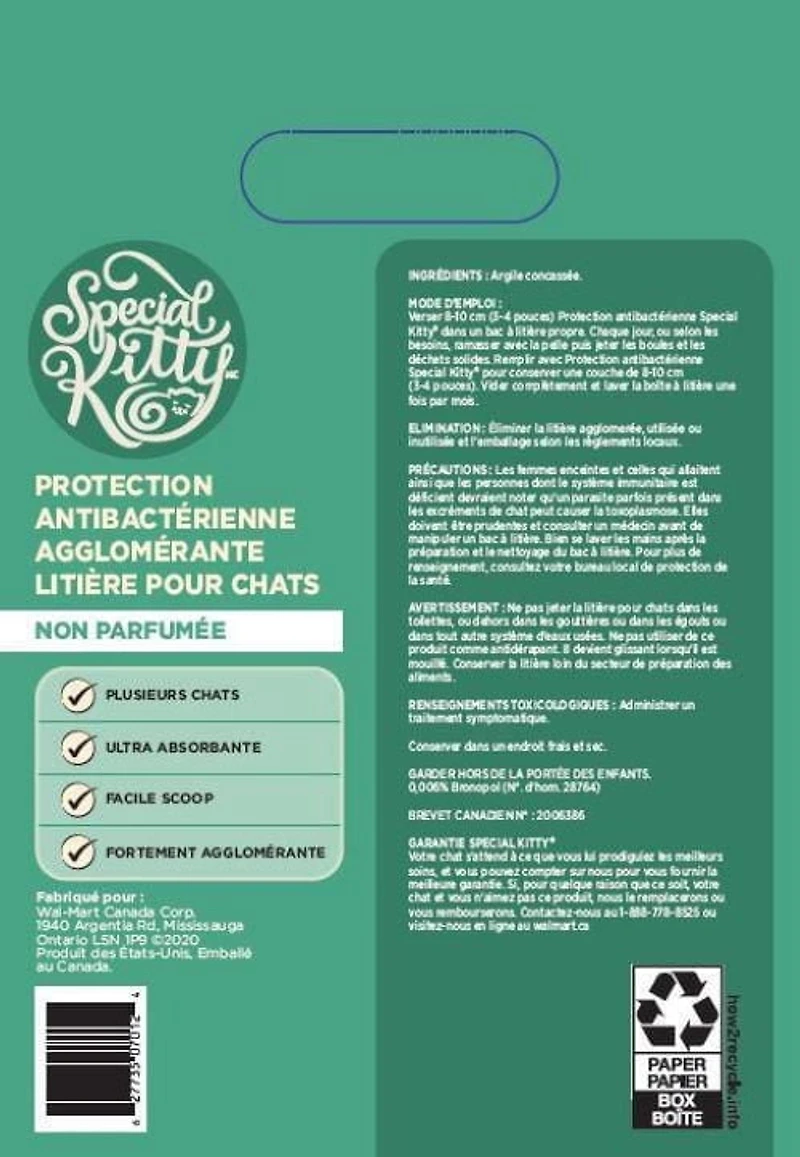 Special Kitty protection antibactérienne agglomérante litière pour chats 22 kg