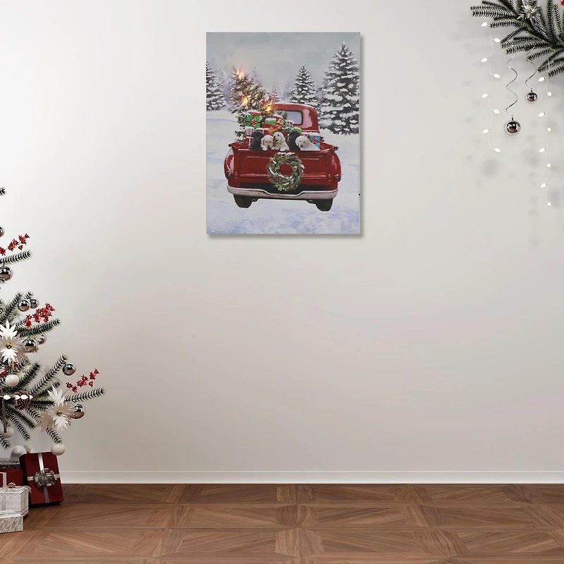 Led Canvas Wall Art Red Truck