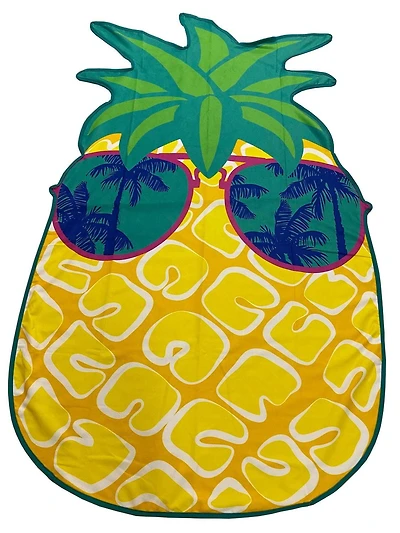 Serviette de Plage Fantaisie en Forme d'Ananas 100% Polyester. 107cm x 178cm