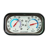 Accutemp Indoor Thermometer with Humidity Meter, Easle Stand, Comfort Zone indicator,  Black, Temperature and Humidity