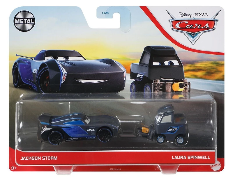 Pack Jackson Storm & Laura Spinwell de 2 véhicules du film Cars 3 de  Disney•Pixar