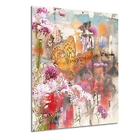 Design Art Butterfly Drinking Honey Floral Metal Wall Art