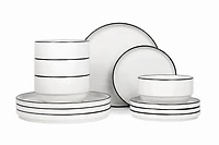 Mainstays Black rim 12-Piece Stoneware Dinnerware Set