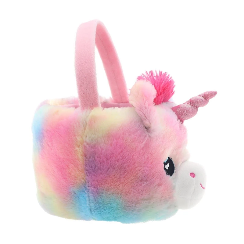 Façon de célébrer le panier en peluche de la licorne, arc-en-ciel