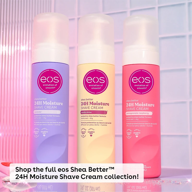 eos Shea Better Moisturizing Shaving Cream for Women, Pomegranate Raspberry, 24HR Hydration, 207ml