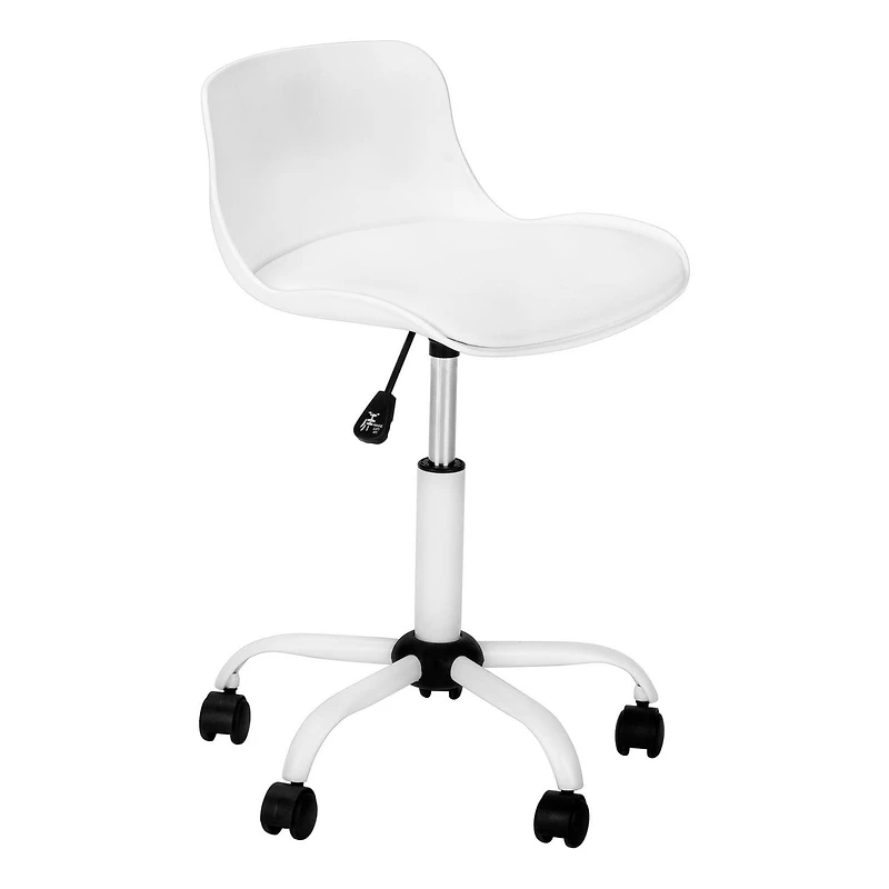 Monarch Specialties Chaise De Bureau, Hauteur Ajustable, Pivotant, Ergonomique, Bureau, Travail, Juvénile, Métal, Pu D'aspect Cuir, Blanc, Contemporain, Moderne