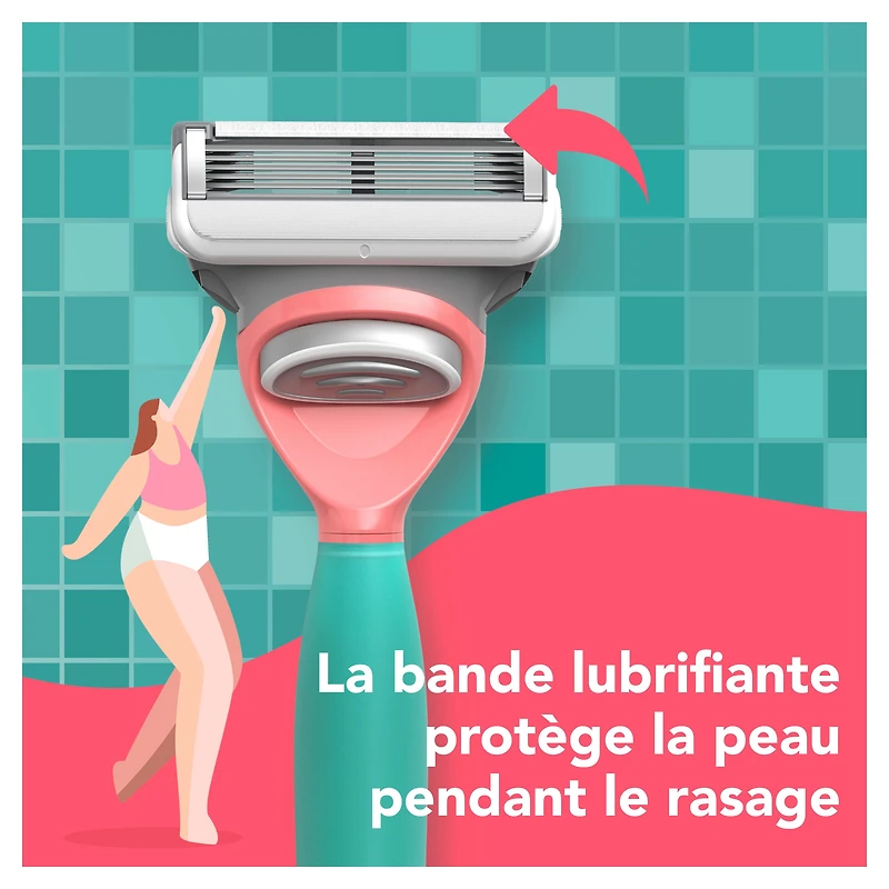 rasoir joy qui change de couleur pour femmes, trousse de rasage avec 1 manche + 2 cartouches de rechange